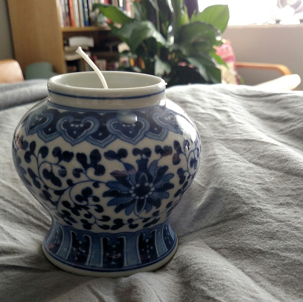 Homemade Candle in Chinese Pottery